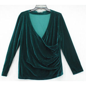 Soft Surroundings Top Women's XL Green Velvet Christmas Party Long Sleeve Goth